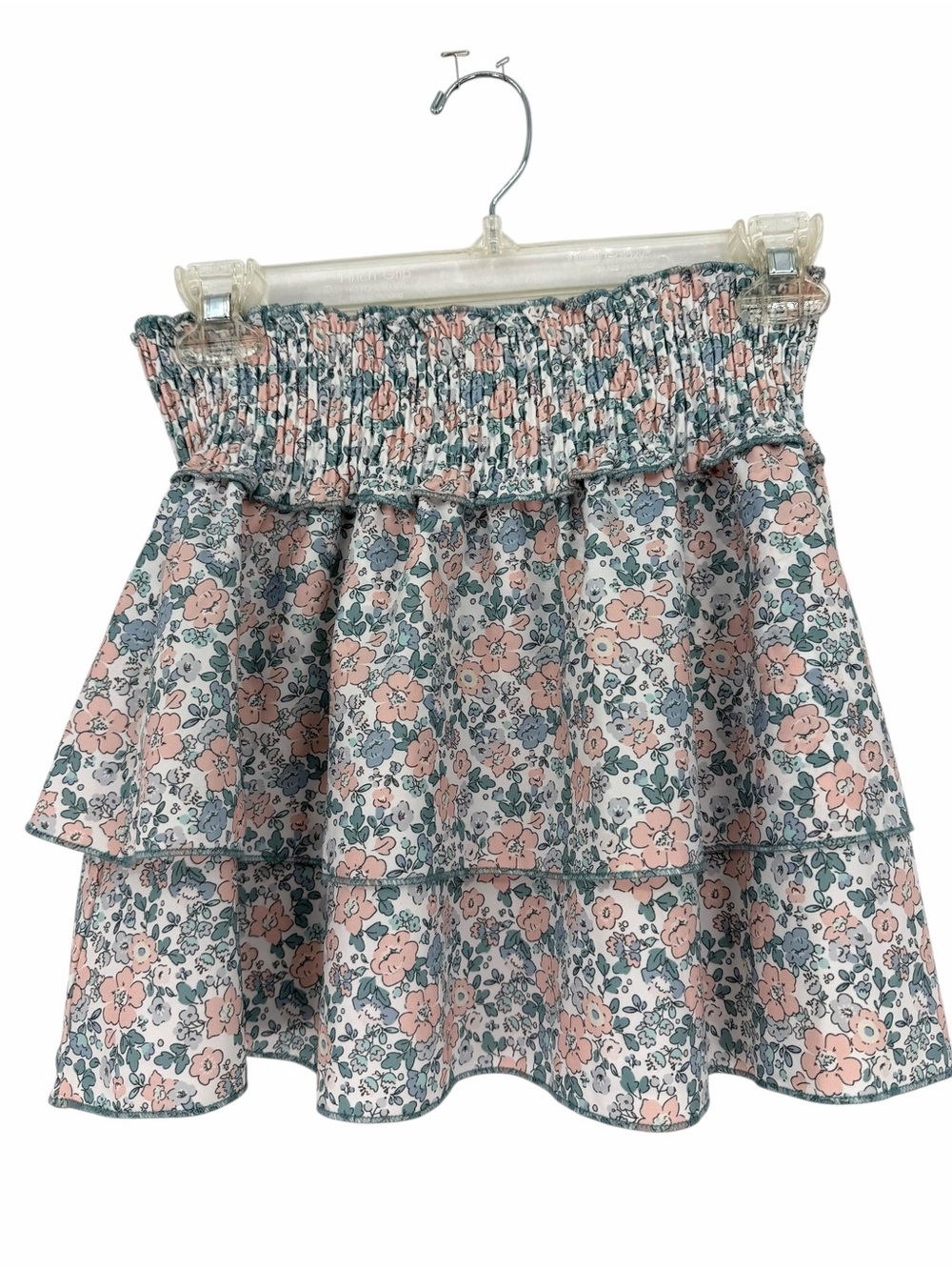 Pleat Brand Scottie Tiered Smocked Floral Skirt - Pink & Blue